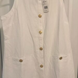 Vineyard Vines Asymmetrical White Dress with Gold Accents